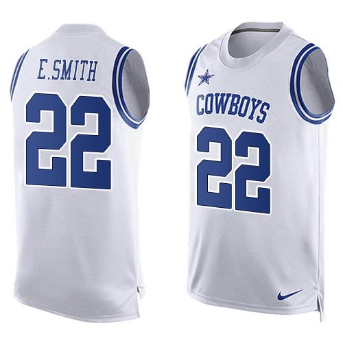 Nike Cowboys #22 Emmitt Smith White Men's Stitched NFL Limited Tank Top Jersey - Click Image to Close